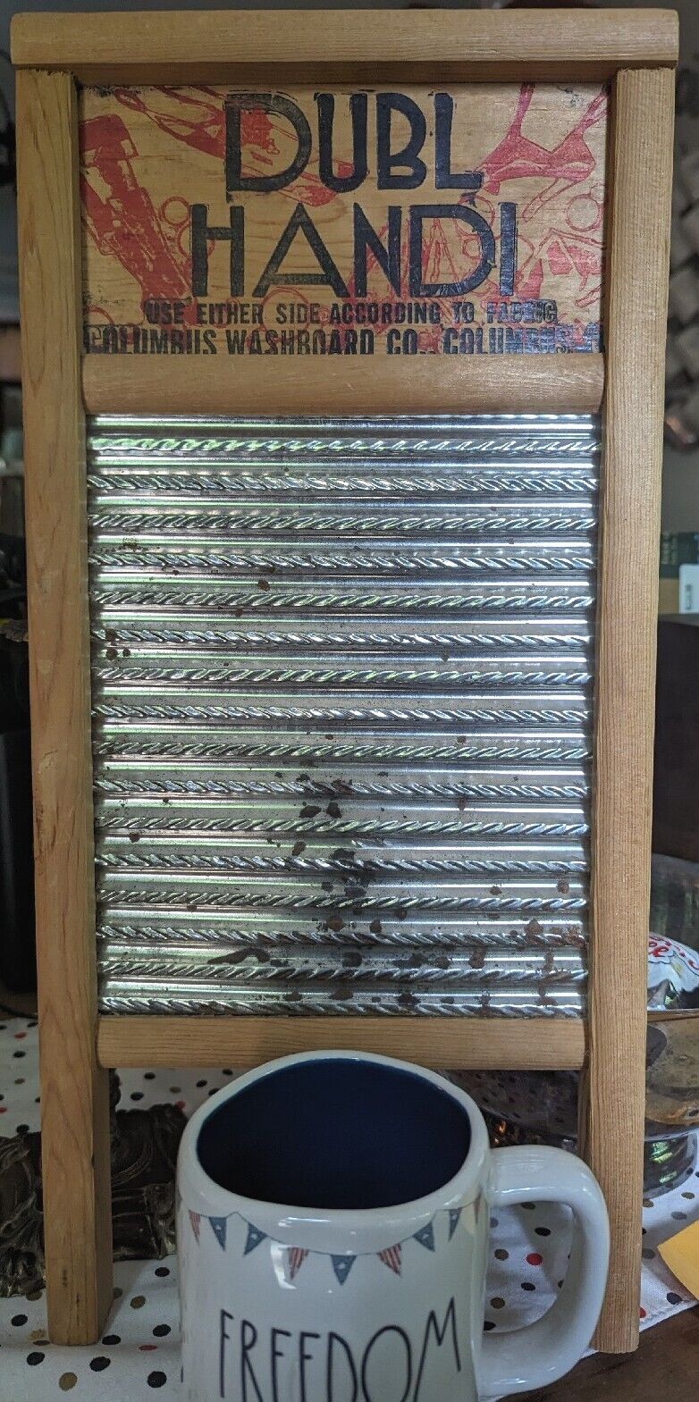 Antique Columbus Washboard Co. Dubl Handi Wood Washboard