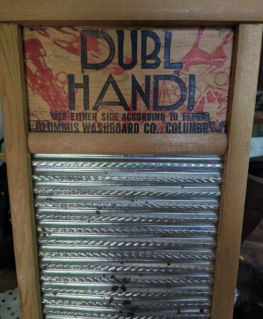 Antique Columbus Washboard Co. Dubl Handi Wood Washboard