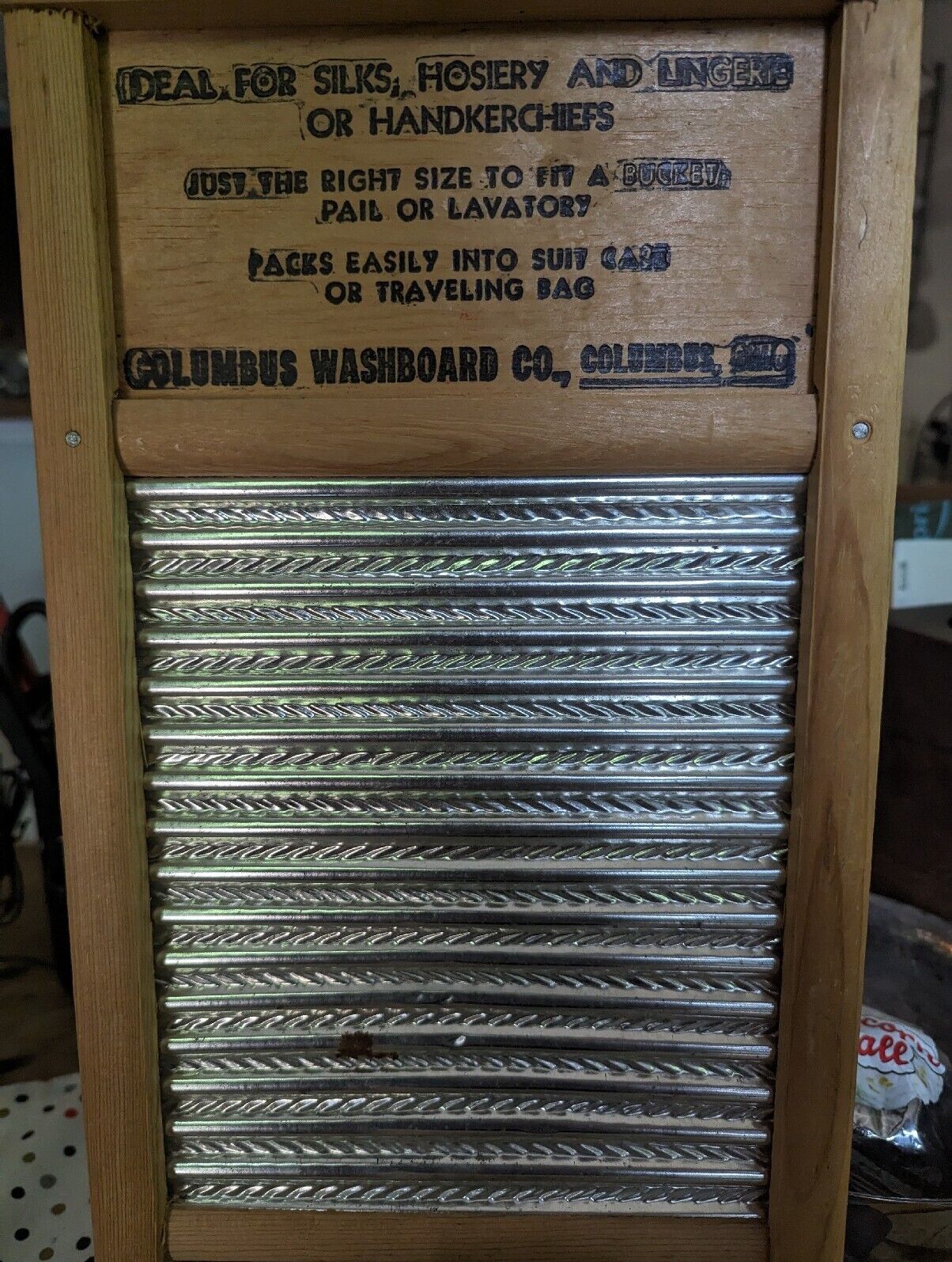 Antique Columbus Washboard Co. Dubl Handi Wood Washboard