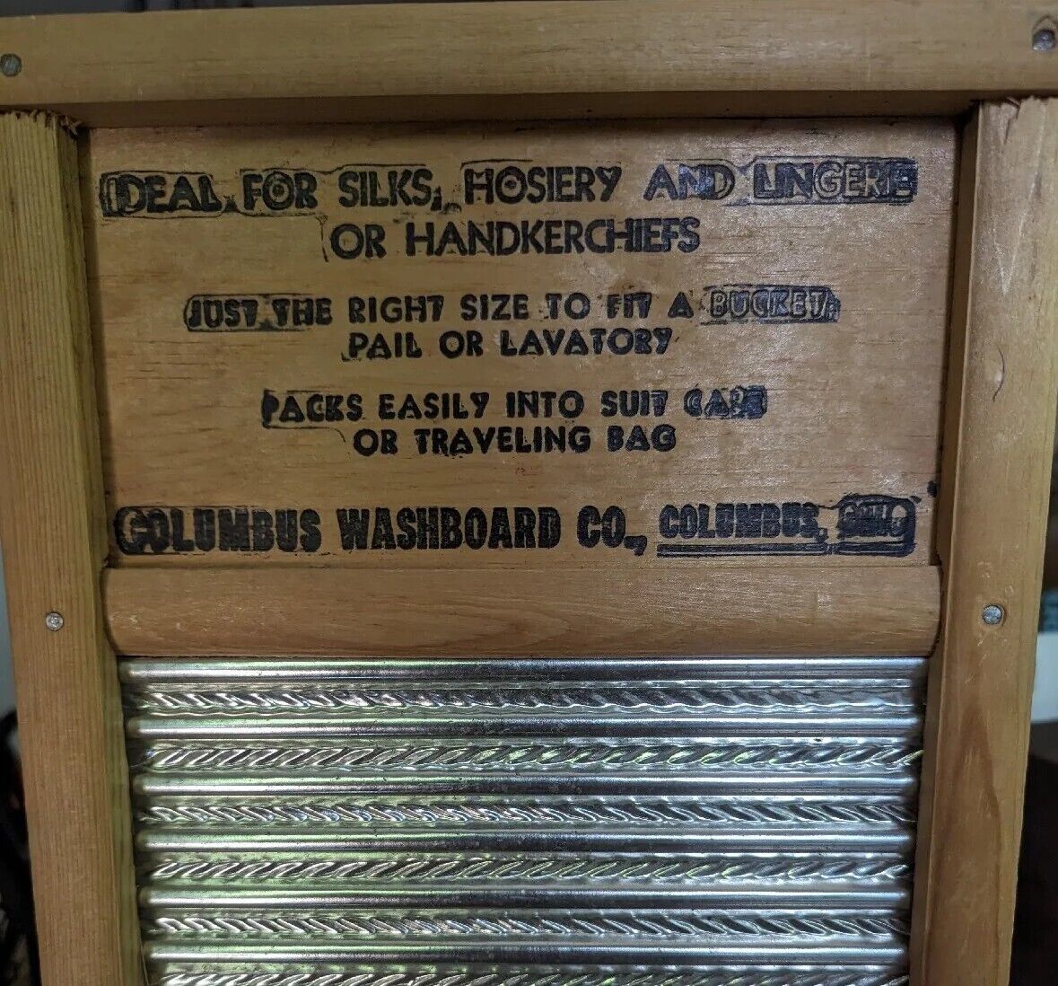 Antique Columbus Washboard Co. Dubl Handi Wood Washboard