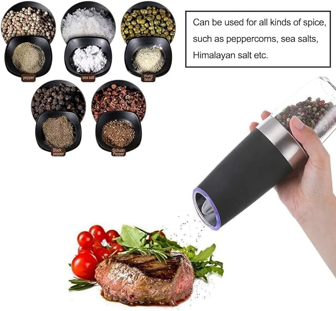 Gravity Electric Salt and Pepper Grinder Set, Automatic and Battery-Operated with Adjustable Coa...