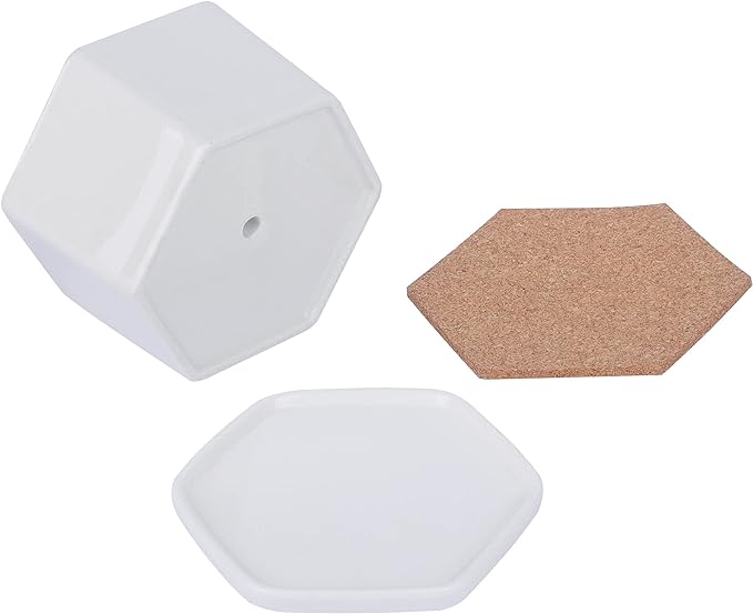 Succulent Pot | Set 3 | White Ceramic 4 Inch Planter Small Succulent Pots | Mini Succulent Pot |...