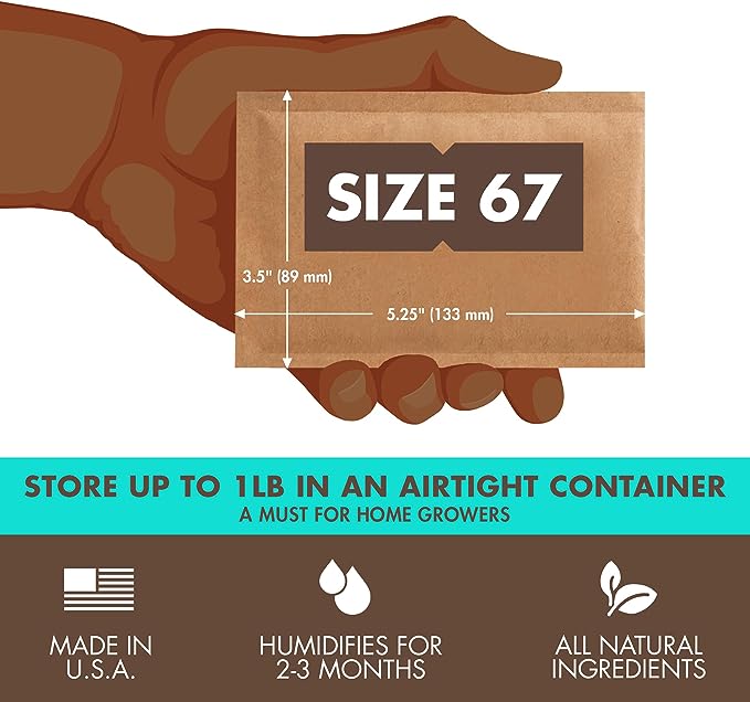 58% Two-Way Humidity Control Packs For Storing 1 lb – Size 67 – 4 Pack