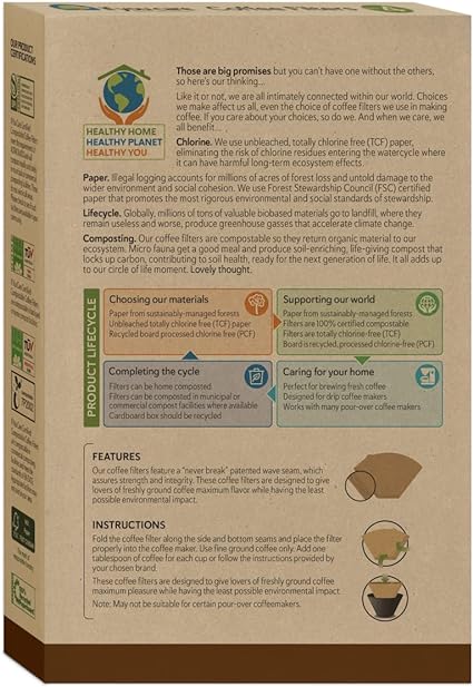 # 4 Cone Shaped Unbleached Natural Coffee Filters, 100 Count