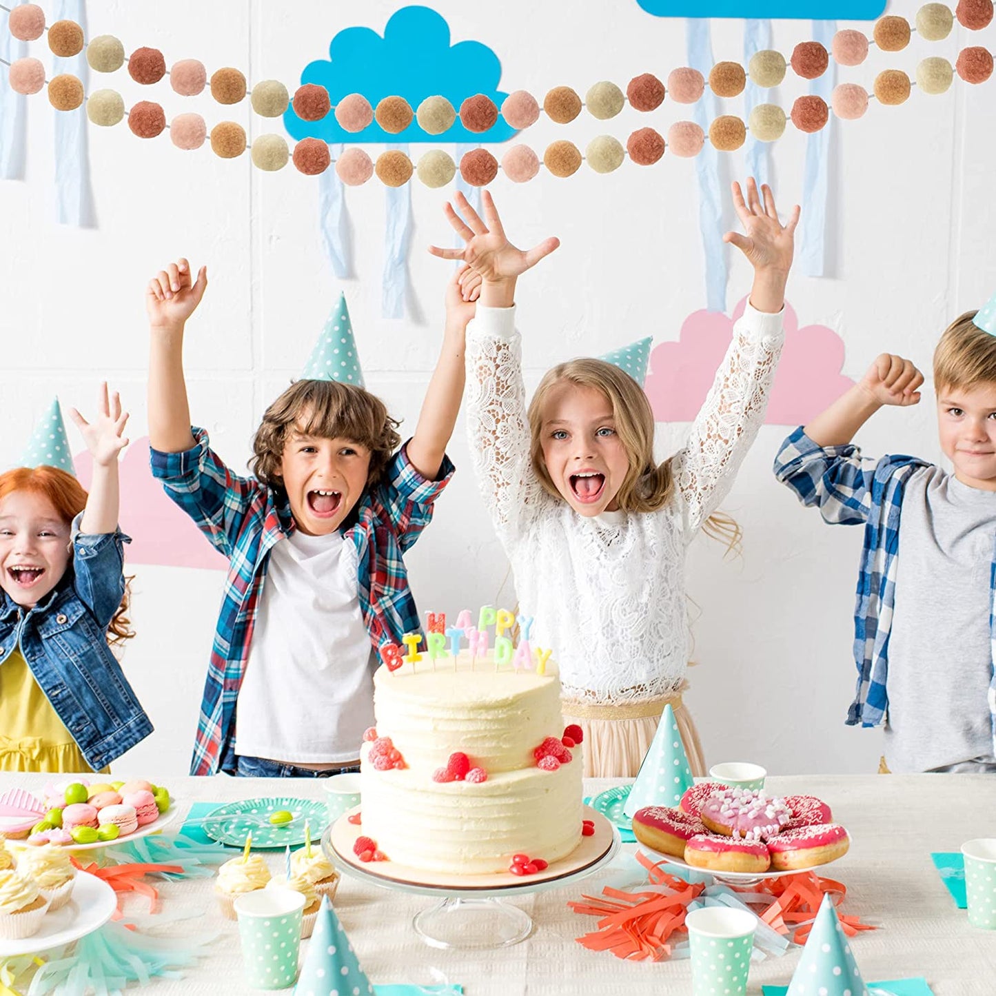 NEW!  Three Pieces - Pom Pom Garland