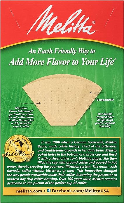 Melitta #2 Cone Coffee Filters, Bamboo, 80 Count