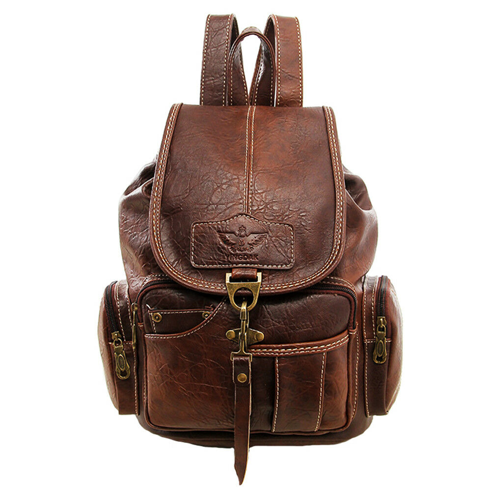 Brown Leather Backpack or Shoulder Bag for Travel or School