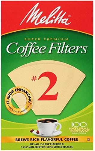 Melitta Cone Coffee Filter #2 100 Count- Natural Brown