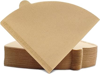 Cone Coffee Filters Size 02, 100 Count 1-4 Cups Unbleached Natural Brown V02 Disposable Coffee Filter Paper, Compatible with V60 and Conical Shaped Pour Over Coffee Dripper and Drip Coffee Maker