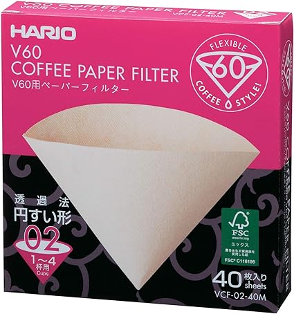 Hario V60 Paper Coffee Filters, Size 02, Natural, 40 ct Boxed