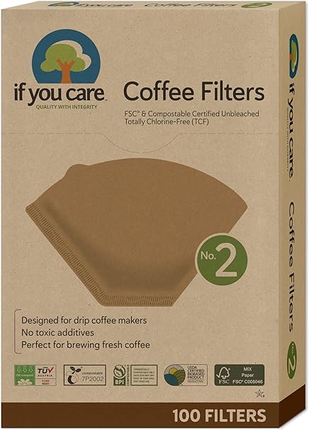 Unbleached Coffee Filters, Cone Shaped, All Natural 100 Count (Pack of 12)