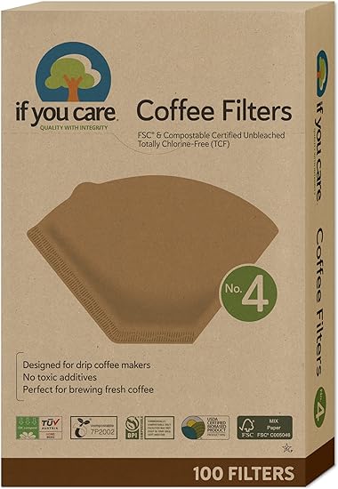 # 4 Cone Shaped Unbleached Natural Coffee Filters, 100 Count
