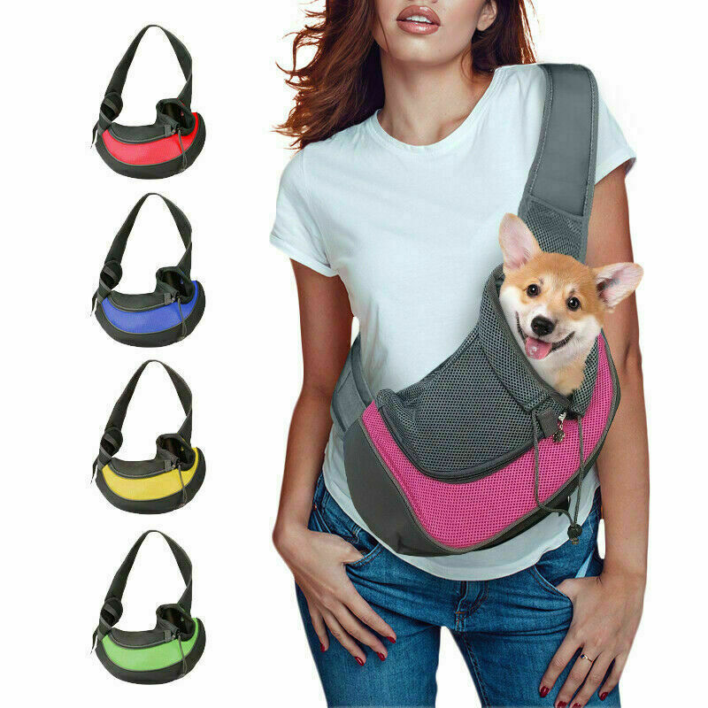 Dog Mesh Sling Carrier Travel Tote & Shoulder Bag